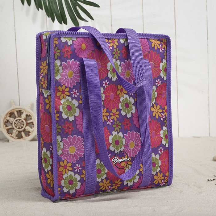 Сумка летняя "Цветы", 1 отдел на молнии, цвет сиреневый