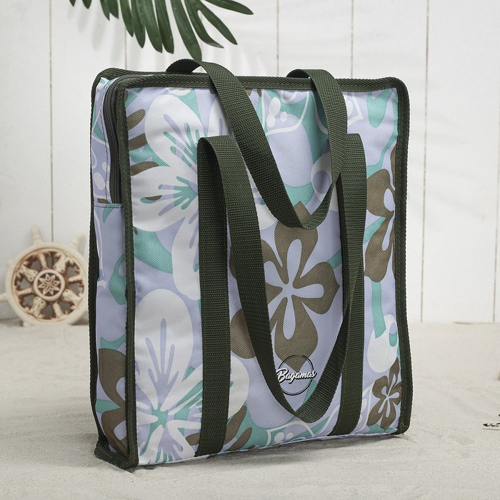 Сумка летняя "Цветы", 1 отдел на молнии, цвет голубой