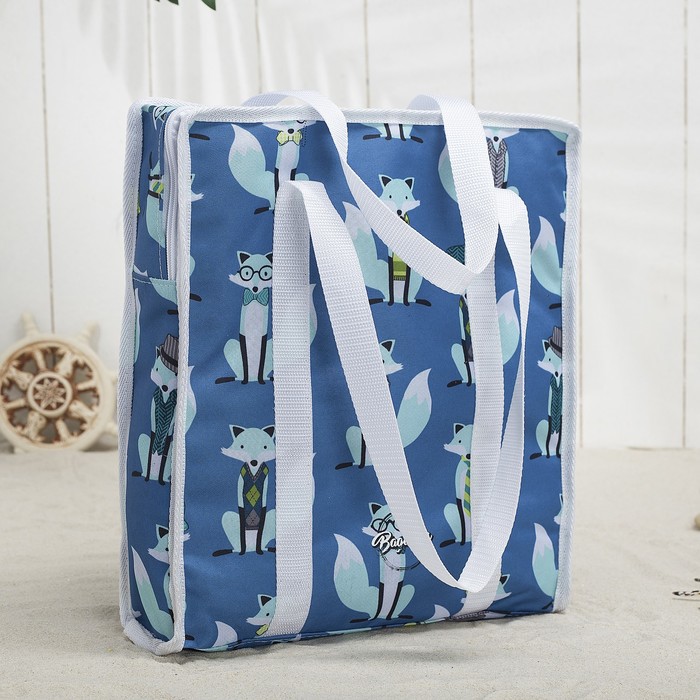 Сумка летняя "Лисы", 1 отдел на молнии, цвет белый