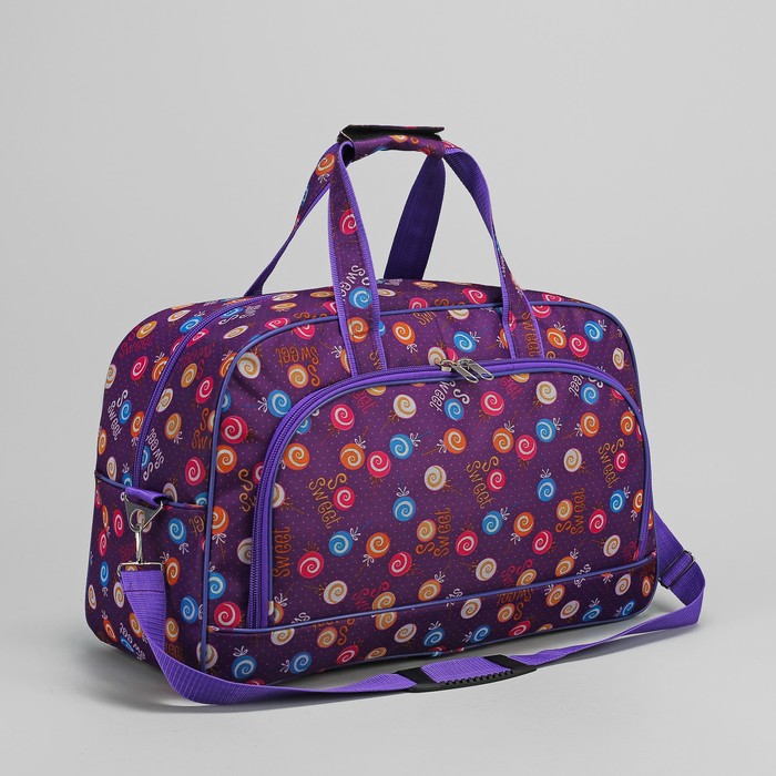 Сумка дорожная "Сладости", 1 отдел, 2 наружных кармана, длинный ремень, цвет сиреневый