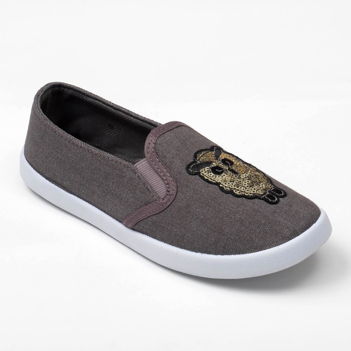 Слипоны "KAFTAN" женские с нашивкой "Сова", серая джинса, 38 р-р