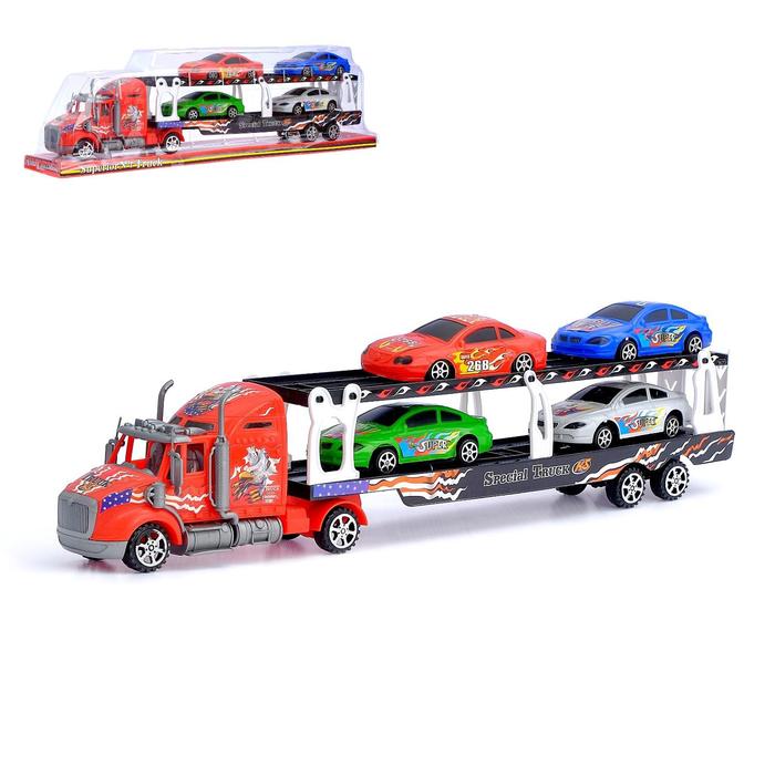 Грузовик инерционный «Автовоз», цвета МИКС набор грузовик карьерный кегли цвета микс