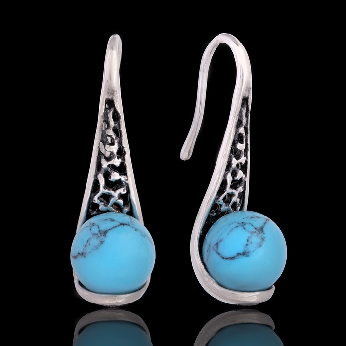 Серьги бижар "Иона", бирюза в чернёном серебре