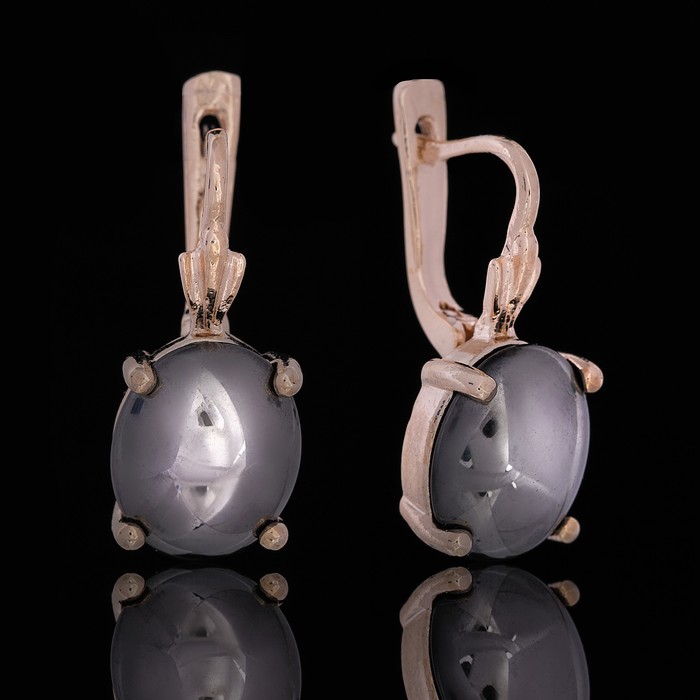 Серьги бижар "Анастасия", гематит в золоте