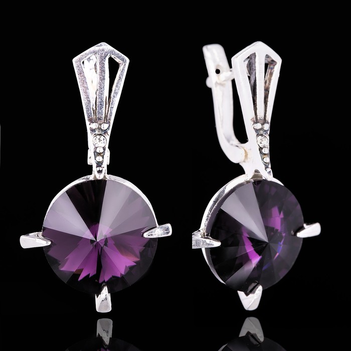 Серьги бижар "Зара", цвет фиолетовый в чернёном серебре