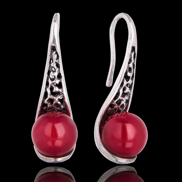 Серьги бижар "Иона", цвет турмалин в чернёном серебре