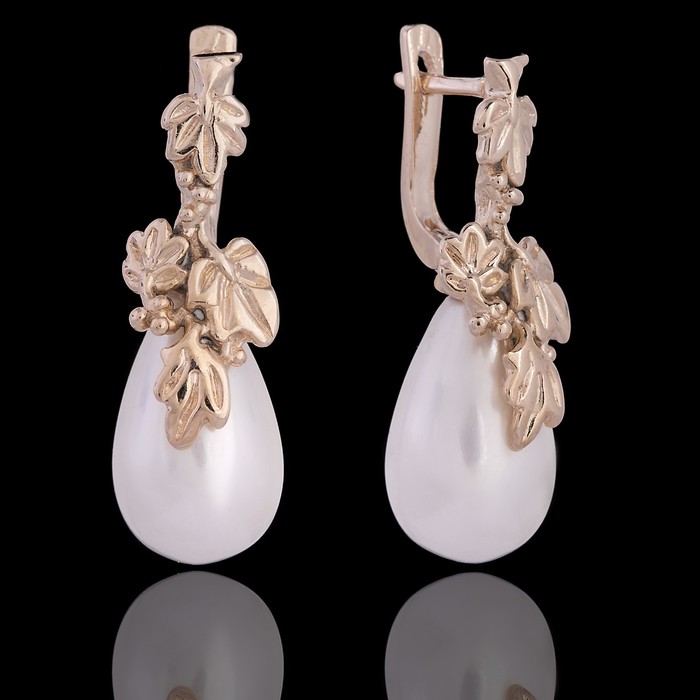 Серьги бижар "Агния" майорка, цвет белый в золоте