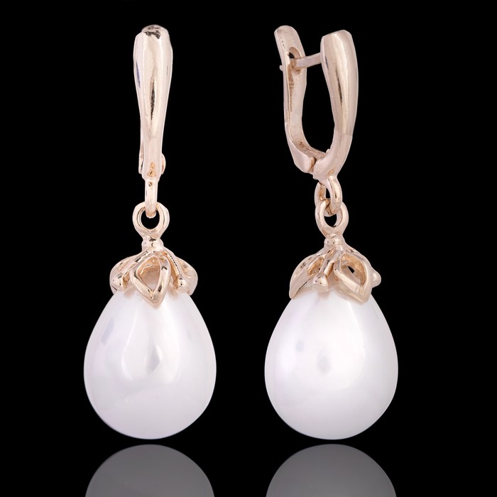 Серьги бижар "Вальс", майорка, цвет белый в золоте