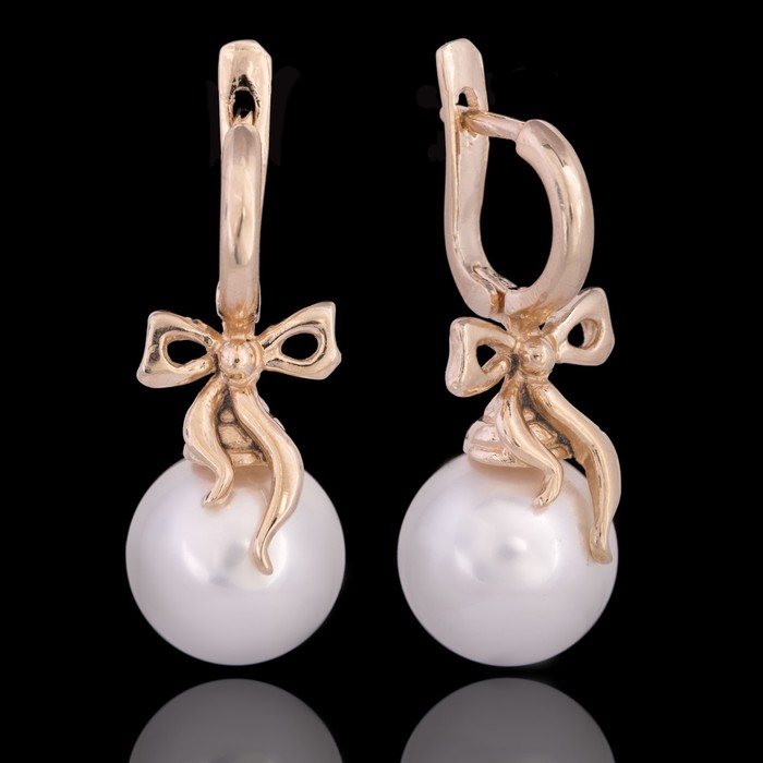 Серьги бижар "Марина" майорка, цвет белый в золоте