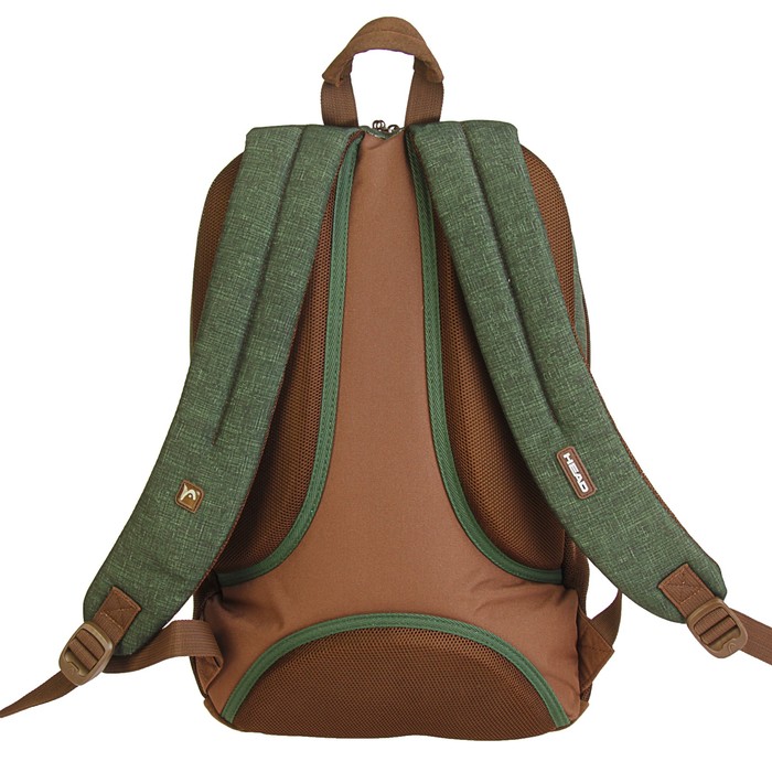 Рюкзак молодежный c эргономичной спинкой HEAD 46 х 31,5 х 16 см, зелёный/коричневый