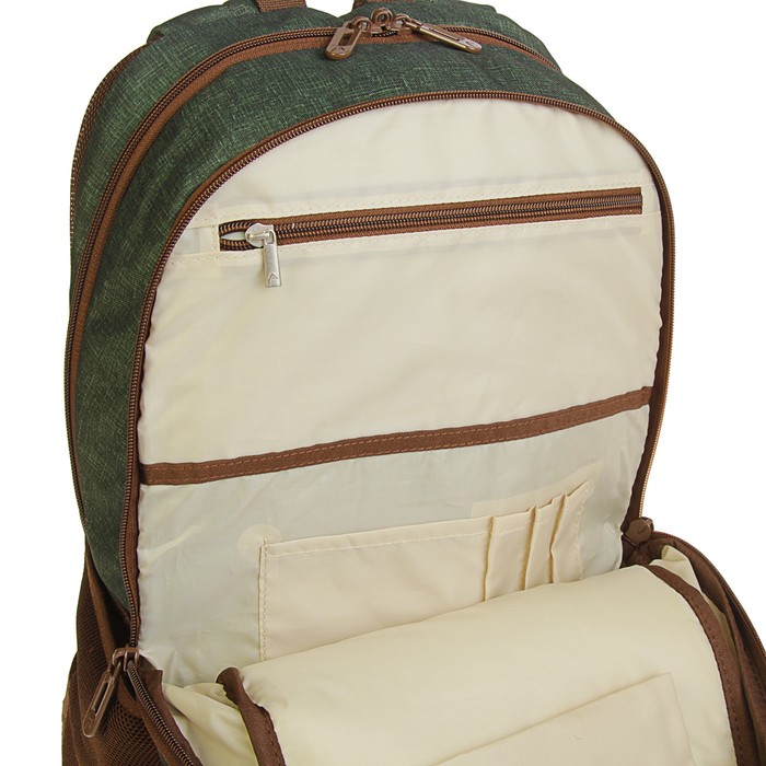 Рюкзак молодежный c эргономичной спинкой HEAD 46 х 31,5 х 16 см, зелёный/коричневый