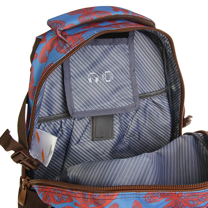 Рюкзак молодежный c эргономичной спинкой HEAD 45 х 31 х 19 см, синий/коричневый