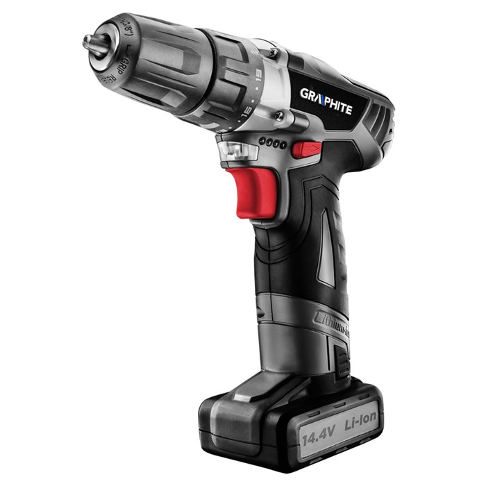Дрель-шуруповерт GRAPHITE 58G214, аккум., 14.4В, 1х1.5 Ач, БЗП 1-10 мм, 350/1150 об/мин