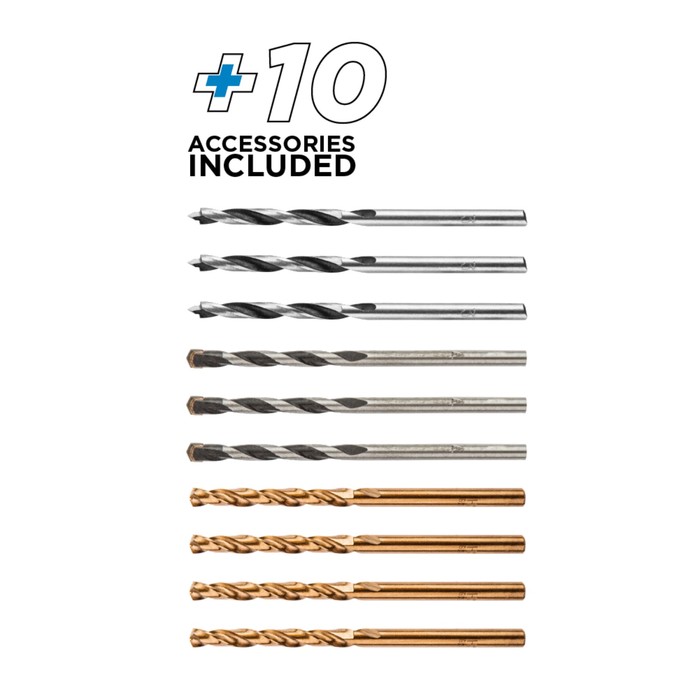 Дрель ударная GRAPHITE 58G736, 650 Вт, БЗП 13 мм, 48000 уд/мин, набор сверел, кейс