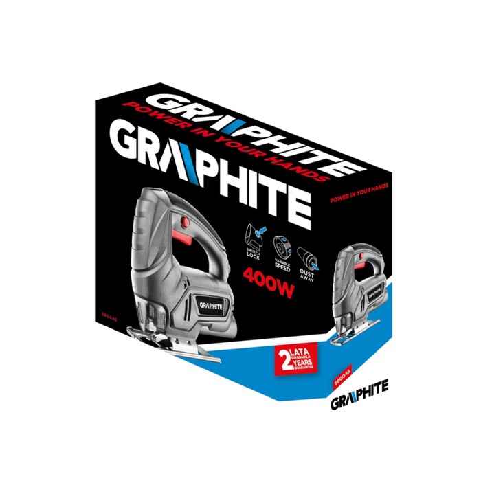 Лобзик GRAPHITE 58G046, 400 Вт, 500-3000 ход/мин, 0-45°, рез дерево/сталь 55/6 мм, кейс
