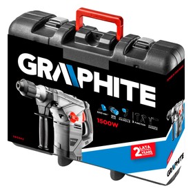 

Перфоратор GRAPHITE 58G862, 3 режима, SDS+, 1500 Вт, 750 об/мин, 3200 уд/мин, 4.5 Дж, кейс