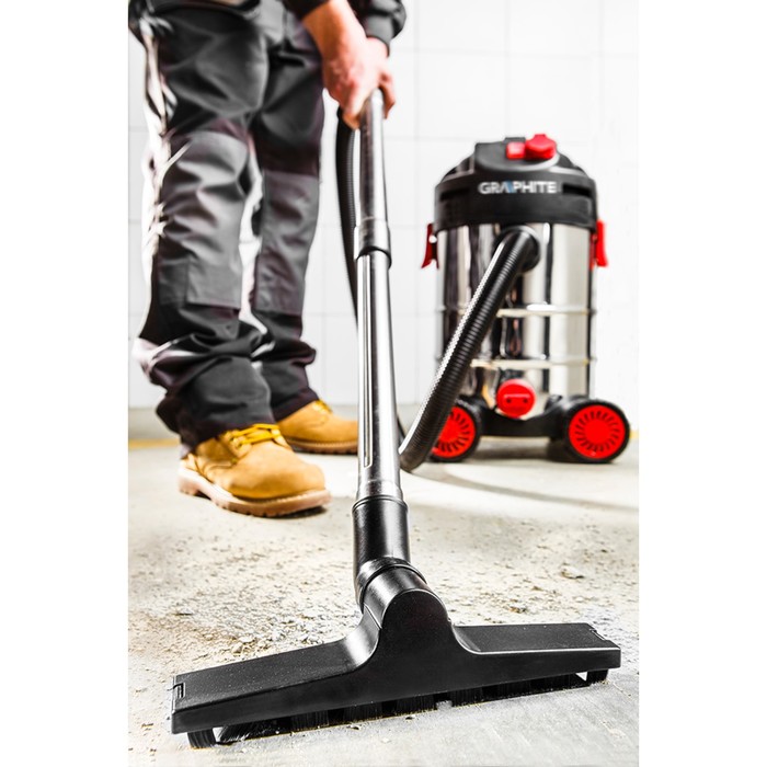 Пылесос промышленный GRAPHITE 59G607, 1500 Вт, 30 л, 18 кПа, d=35 мм, 4 м