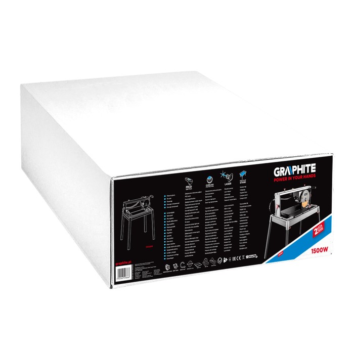Плиткорез электрический GRAPHITE 59G886, 1500 Вт, 250х25.4 мм, 3000 об/мин, лазер