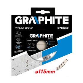 

Диск отрезной алмазный GRAPHITE 57H632, turbo wave, по бетону, сухой рез, 115 х 22.2 мм