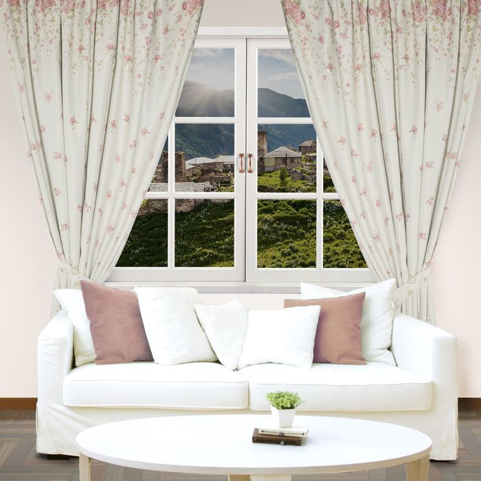 Штора портьерная "Этель" 250х260 см. Пионы,блэкаут,100% п/э