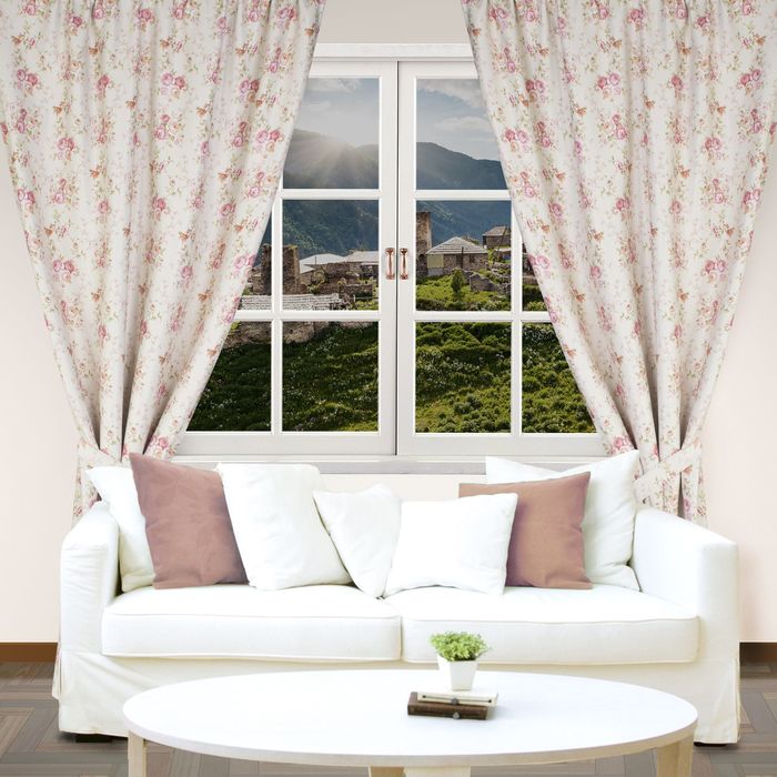 Штора портьерная "Этель" 250х260 см. Нежные цветы,блэкаут,100% п/э