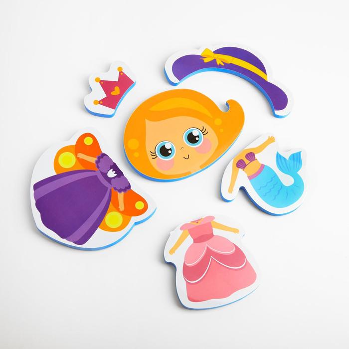 фото Набор игрушек для ванны «принцесса»: пазлы-наклейки из eva, 6 элементов крошка я