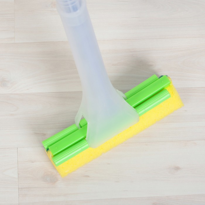 Швабра с роликовым отжимом, губка поролон 23х7х125 см