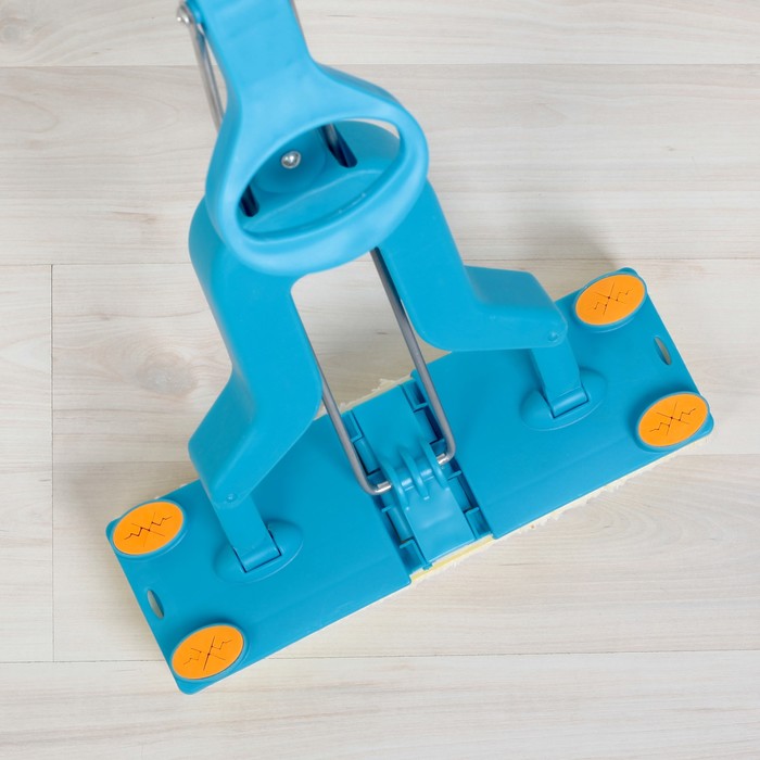 Швабра плоская со складным отжимом, телескопическая окрашенная ручка 28х9х95(130) см