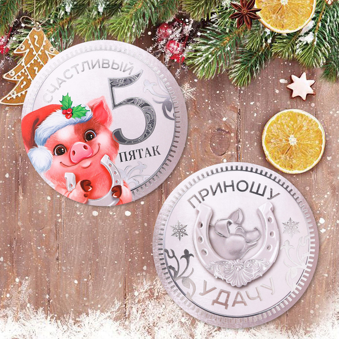 Магнит двухсторонний "Счастливый пятак"