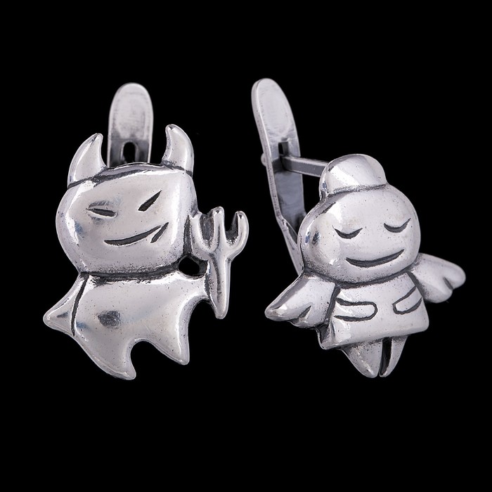 Серьги "ЛопсЮно", цвет чернёное серебро