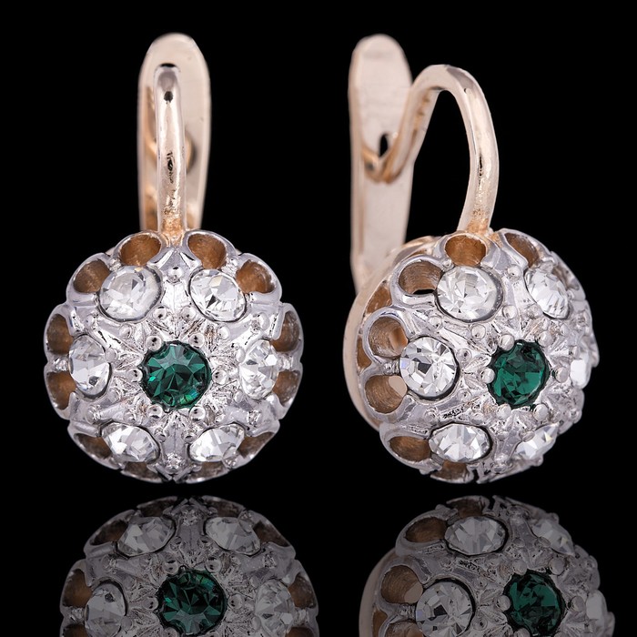 Серьги "Малинка", цвет зелёный в золоте