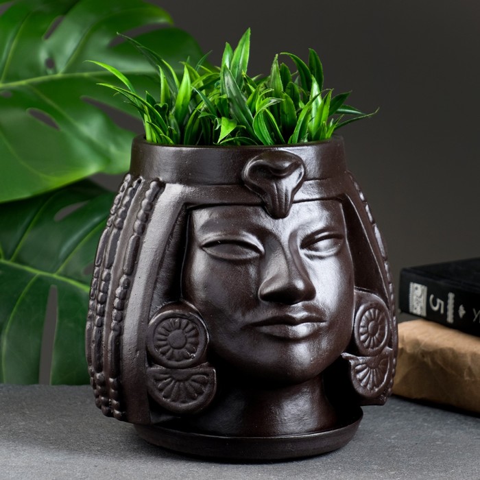 Горшок цветочный "Клеопатра", 16×17×15 см, черный
