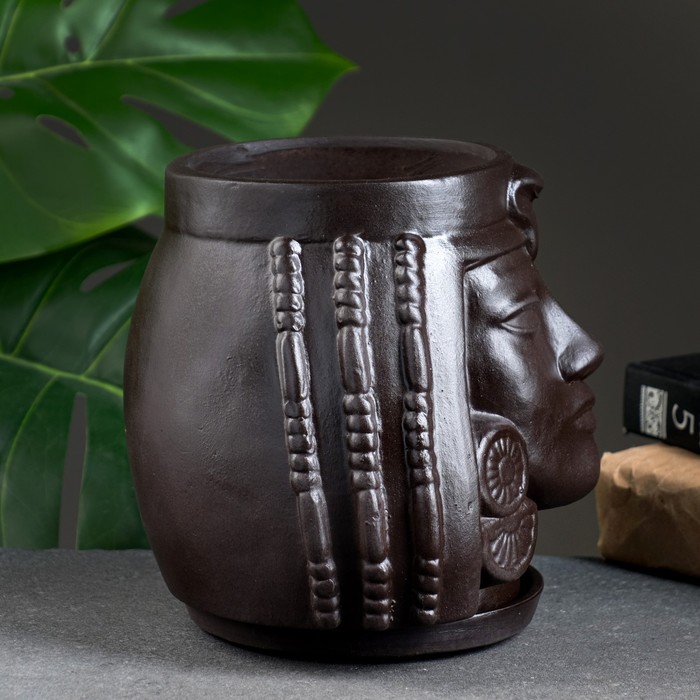 Горшок цветочный "Клеопатра", 16×17×15 см, черный