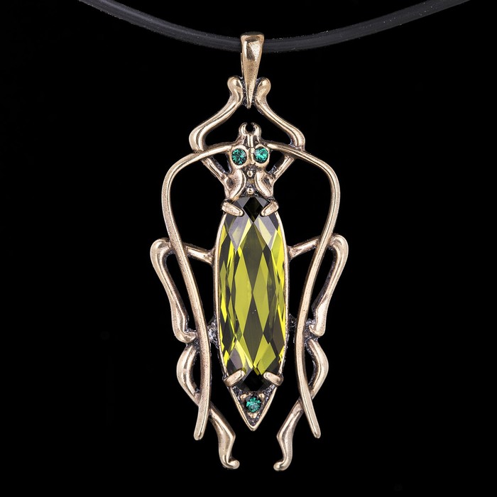 Кулон "Торвальд", цвет зелёный в бронзе