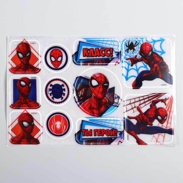 Наклейки светоотражающие "Ты герой", Человек-паук 14х22 см