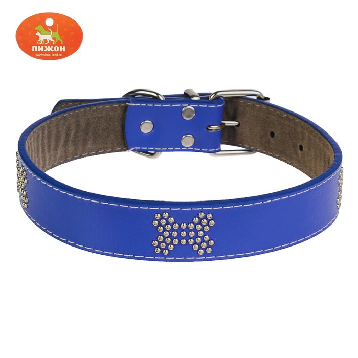 Ошейник морозостойкий украшенный "Косточки", 55 х 3 см, синий