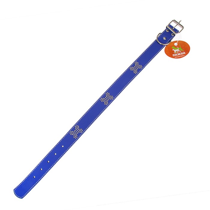 Ошейник морозостойкий украшенный "Косточки", 55 х 3 см, синий