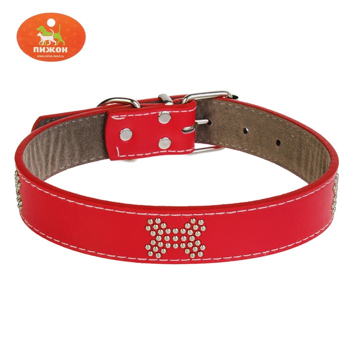 Ошейник морозостойкий украшенный "Косточки", 55 х 3 см, красный