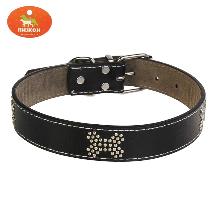 Ошейник морозостойкий украшенный "Косточки", 55 х 3 см, черный