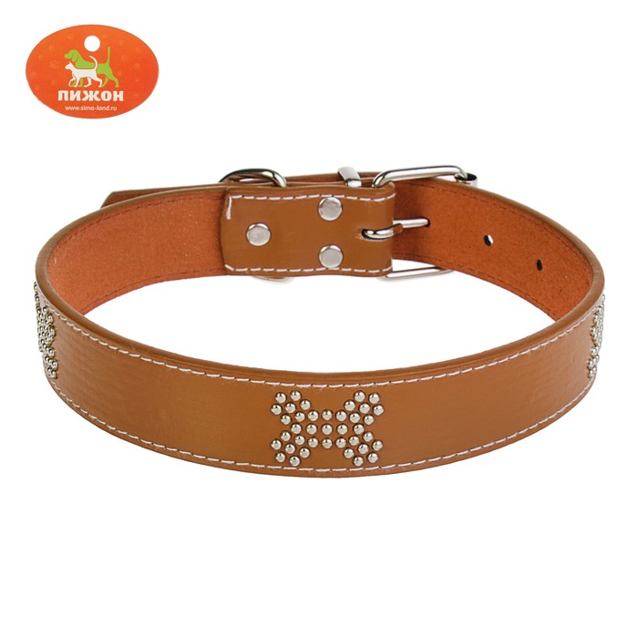 Ошейник морозостойкий украшенный "Косточки", 55 х 3 см, коричневый