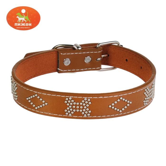 Ошейник морозостойкий украшенный "Косточки", 51,5 х 2,5 см, коричневый