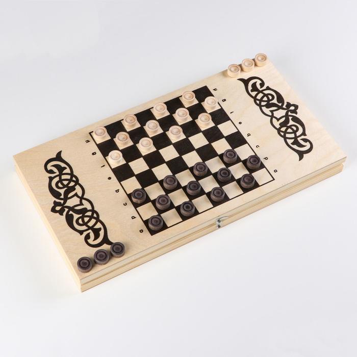 Настольная игра 2 в 1 "Узор": шашки, нарды, доска 40 х 40 см