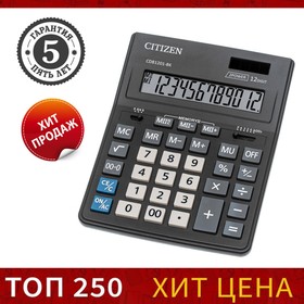 Калькулятор настольный 12-разрядный CDB1201BK, 155 х 205 х 35 мм, двойное питание, чёрный