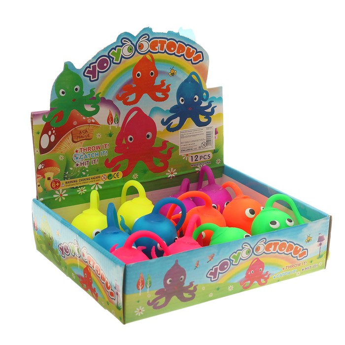 Мялка "Кальмар" на резинке, цвета МИКС