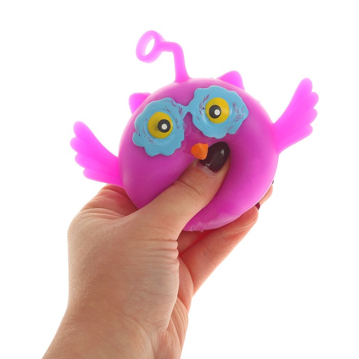 Мялка "Сова" на резинке, цвет фиолетовый