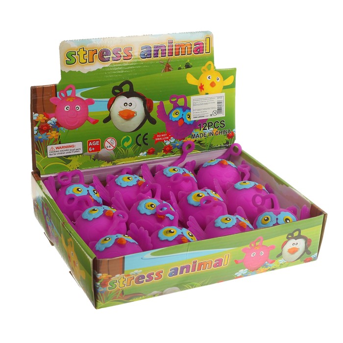 Мялка "Сова" на резинке, цвет фиолетовый