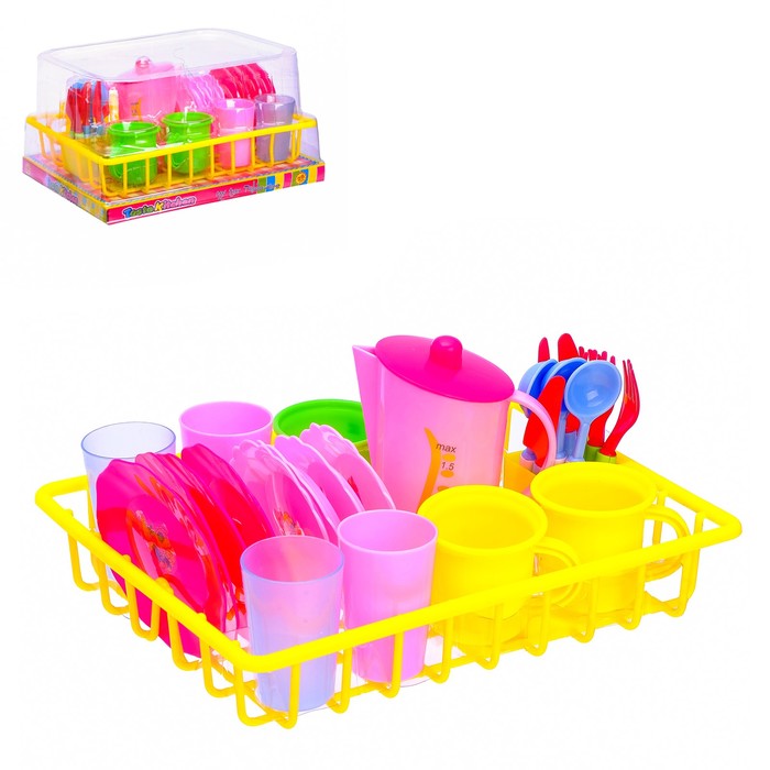 Набор посуды "Чаепитие" в сушилке, 28 предметов