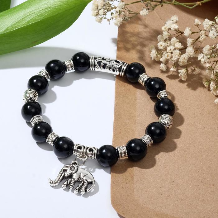 Браслет шар №10 с металлической подвеской "Лазурит"