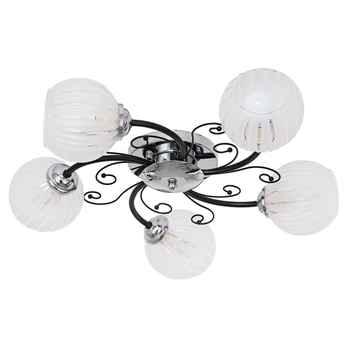 Люстра "Вивиан" 5x60Вт E27 черный-хром 50х50х15см.