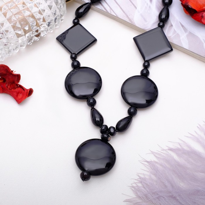 Кулон на декоративной основе "Агат черный" круг